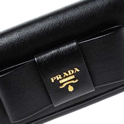 black prada wallet with bow|prada black wallet price.